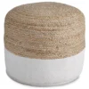Sweed Valley Natural & White Round Pouf -Furniture Promotion Series 810389291 1