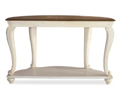 Realyn White & Brown Two-Tone Half-Circle Console Table 11 Realyn White & Brown Two-Tone Half-Circle Console Table -Furniture Promotion Series 810458287 4