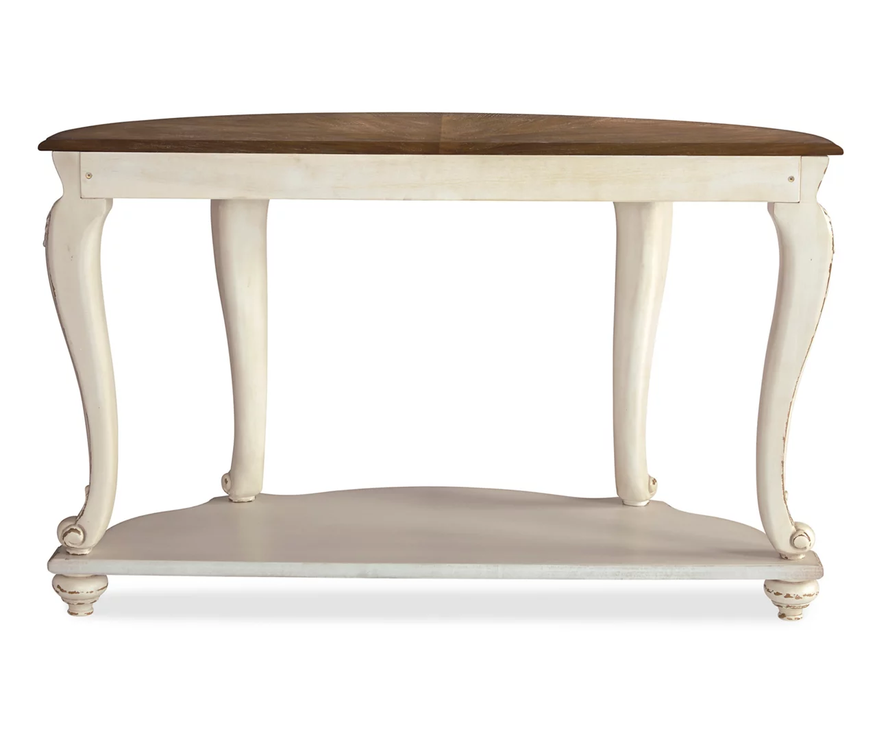 Realyn White & Brown Two-Tone Half-Circle Console Table 6 Realyn White & Brown Two-Tone Half-Circle Console Table - Image 4