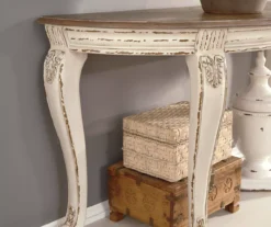 Realyn White & Brown Two-Tone Half-Circle Console Table 12 Realyn White & Brown Two-Tone Half-Circle Console Table -Furniture Promotion Series 810458287 5