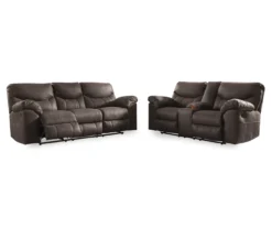 Boxberg Teak Faux Leather Reclining Sofa -Furniture Promotion Series 810519659 810519658