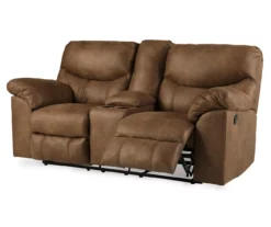 Boxberg Bark Faux Leather Reclining Console Loveseat -Furniture Promotion Series 810519667 1
