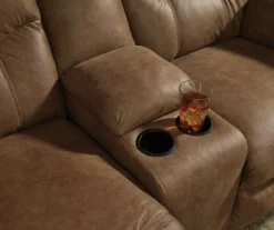 Boxberg Bark Faux Leather Reclining Console Loveseat -Furniture Promotion Series 810519667 3