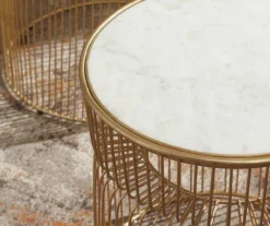 Vernway White Marble & Gold Metal 2-Piece Accent Table Set 7 Vernway White Marble & Gold Metal 2-Piece Accent Table Set -Furniture Promotion Series 810542168 2