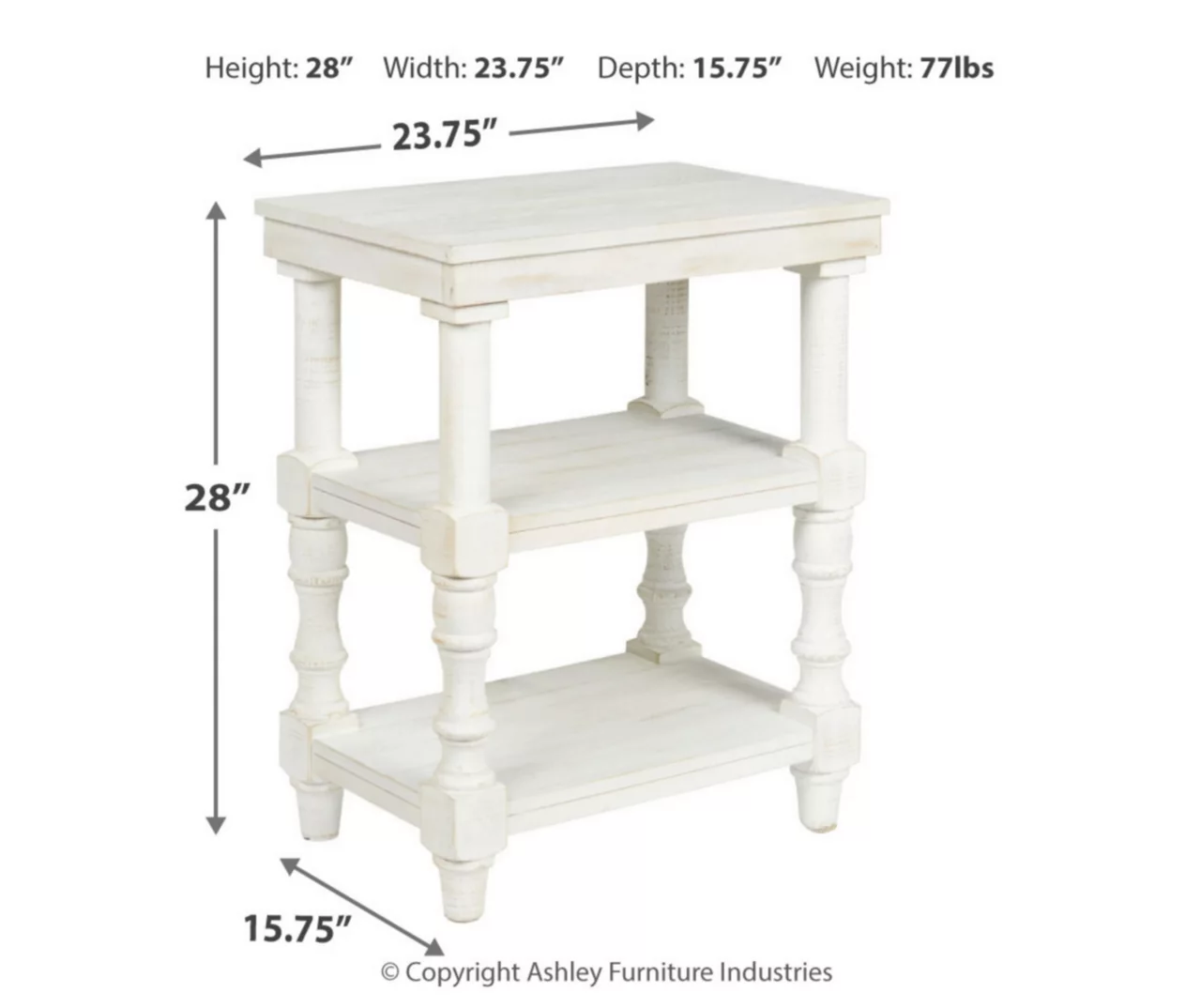 Dannerville Antique White 3-Tier Accent Table With USB Charging 6 Dannerville Antique White 3-Tier Accent Table With USB Charging - Image 4