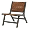 Fayme Camel Armless Leather Woven-Back Lounge Chair