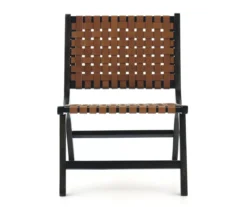 Fayme Camel Armless Leather Woven-Back Lounge Chair -Furniture Promotion Series 810542301 2