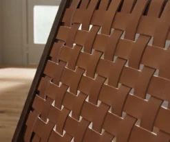 Fayme Camel Armless Leather Woven-Back Lounge Chair -Furniture Promotion Series 810542301 3