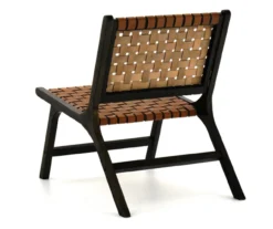 Fayme Camel Armless Leather Woven-Back Lounge Chair -Furniture Promotion Series 810542301 5