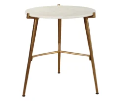 Chadton Round White Marble & Gold Metal Accent Table -Furniture Promotion Series 810542302 2