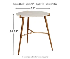 Chadton Round White Marble & Gold Metal Accent Table -Furniture Promotion Series 810542302 3