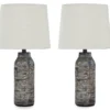 Black & White Streak Mahima Paper Table Lamp, 2-Pack -Furniture Promotion Series 810546555 1