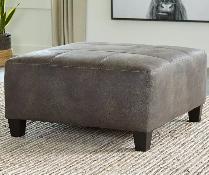Navi Smoke Faux Leather Oversize Accent Ottoman 4 Navi Smoke Faux Leather Oversize Accent Ottoman - Image 2
