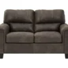 Navi Smoke Faux Leather Loveseat