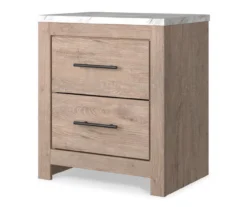 Senniberg Oak & Faux Calcutta 2-Drawer Nightstand -Furniture Promotion Series 810589298 2