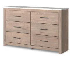 Senniberg Oak & Faux Calcutta 6-Drawer Dresser -Furniture Promotion Series 810589299 2
