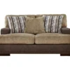 Alesbury Brown Faux Leather Loveseat