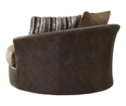 Alesbury Brown Faux Leather Oversize Swivel Accent Chair -Furniture Promotion Series 810612255 2