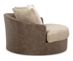 Keskin Brown Faux Leather Oversize Swivel Accent Chair -Furniture Promotion Series 810612413 3