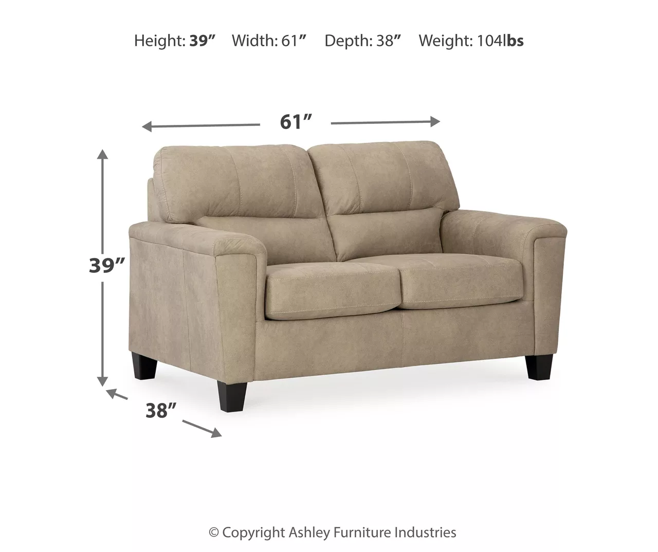 Tishen Pebble Sand Faux Leather Loveseat 9 Tishen Pebble Sand Faux Leather Loveseat - Image 7