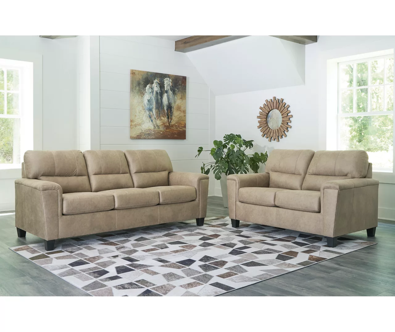 Tishen Pebble Sand Faux Leather Loveseat 5 Tishen Pebble Sand Faux Leather Loveseat - Image 3